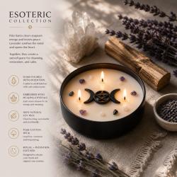 Candle with Gemstone Esoteric Purifying Moon, Palo Santo + Lavender 200g