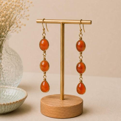 Earrings double drop carnelian