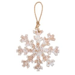 Hanging Snowflake Decoration Albesia Wood 8.5 x 8.5cm