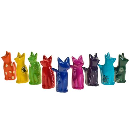 Kisii stone cats, set of 9, assorted