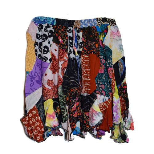 Short swirl skirt patchwork, assorted colours, one-size
