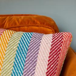 Cushion Cover Soft Recycled Cotton Multi Coloured Stripes 40x40cm