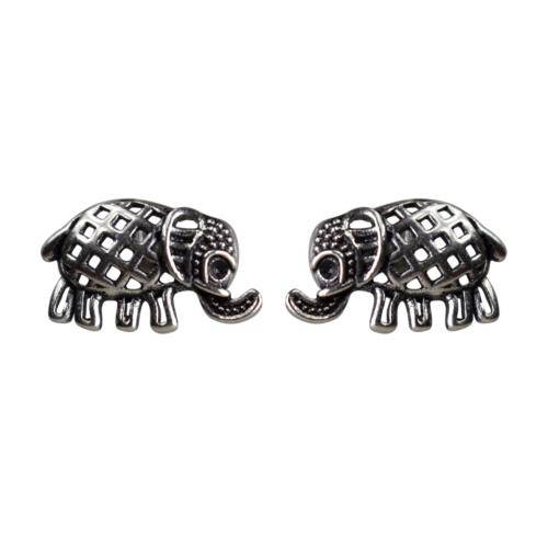 Ear studs, silver colour, Elephant
