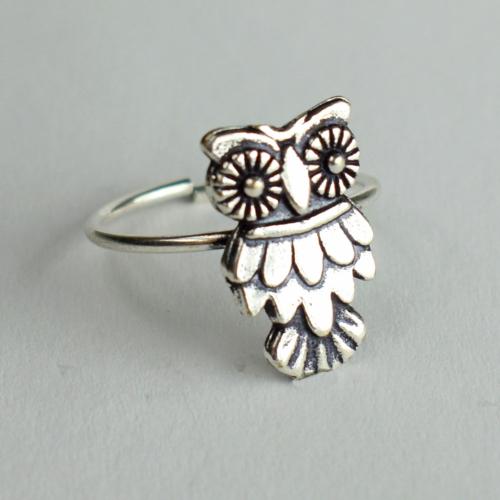 Ring, silver colour, Owl