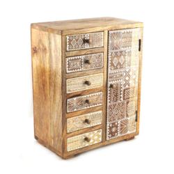 Mini Storage Chest Mango Wood Ethnic Pattern 26 × 15 × 32 cm
