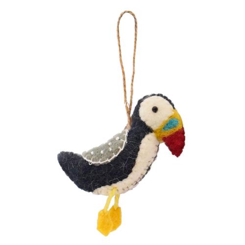 Hanging decoration, felt puffin