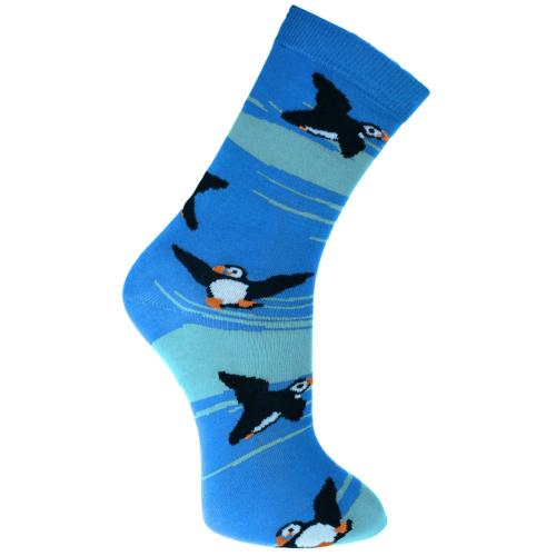 Bamboo Socks Puffins Shoe Size UK 3-7 Womens Fair Trade Eco