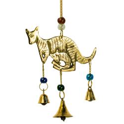 Brass chime kangaroo and baby