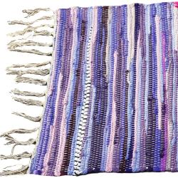 Rag rug, recycled material, purple 50x90cm