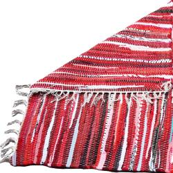 Rag rug, recycled material, red 80x120cm