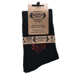 Socks Recycled Cotton / Polyester Black With Palm Tree Shoe Size UK 3-7 Womens