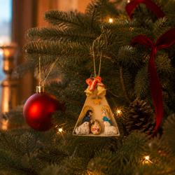 Mini Traditional Ceramic Nativity Ornament 5.3 × 1.8 × 6.7cm