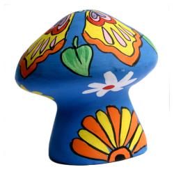 Incense holder, painted clay mushroom shape, assorted colours