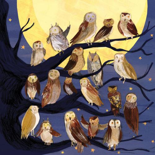 Greetings card "Night Owls" 16x16cm