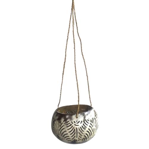 Coconut hanging planter/light holder silver