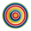 Round plate rainbow stripes ceramic hand painted 26cm diameter