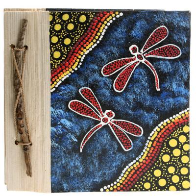 Notebook Aboriginal design dragonflies, 20x20cm