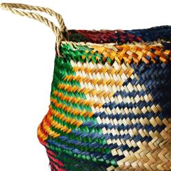 Woven seagrass basket, multi coloured 45cm