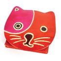Leather coin purse cat red