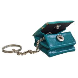 Keyring with leather mini purse, fruits design, 4x4cm