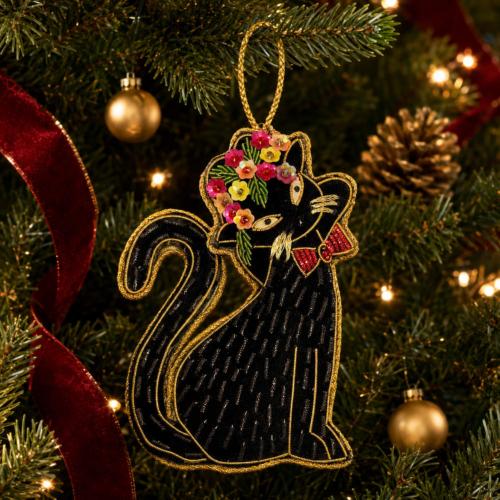 Hanging Decoration Embroidered Cat
