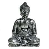 Buddha sandstone cast, silver colour 17cm
