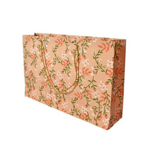Gift Bag Handmade Paper Floral Design on Pink 31 x 20 x 7.5cm