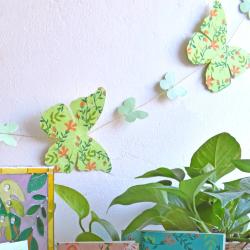Garland Handmade Paper Butterflies Floral Design