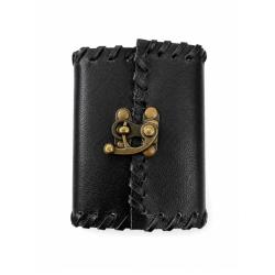 Black Leather Notebook Journal with Clasp 8 x 10cm