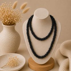 Necklace, Recycled Shrimp Net Black 100cm