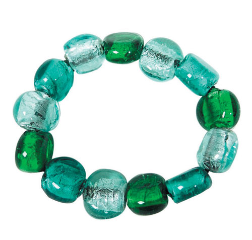 Green and blue glass beads bracelet