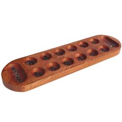 Mancala Board Game Mango Wood with Glass Marbles