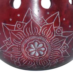 Oil burner, palewa stone, lotus red 9 x 8cm