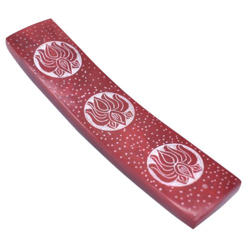 Incense holder, palewa stone, lotus red 3.5 x 15cm