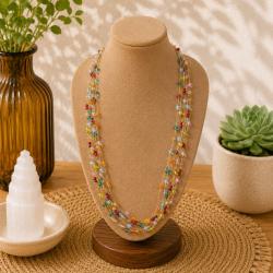 Necklace Small Beads Multicoloured on Gold Coloured Strands