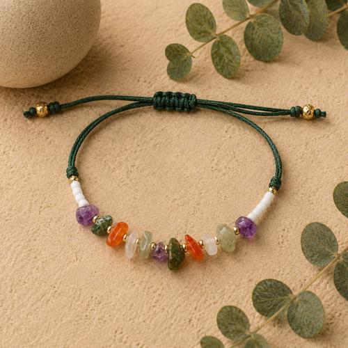 Bracelet Adjustable With Multicoloured Gemstones