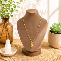 Necklace with Yellow / Orange Beaded Pendant