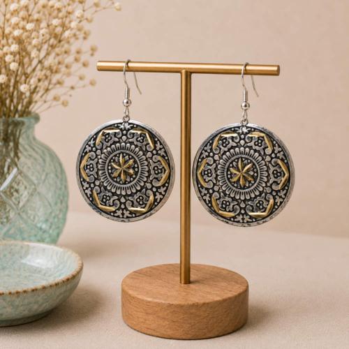 Earrings Round Star in Centre 3cm diameter