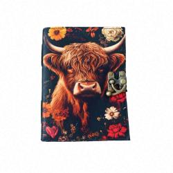 Leather notebook highland cow 6x8 inches