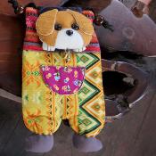 Shoulder purse, fabric, dog assorted colours 13 x 23cm **