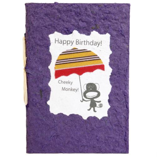 Birthday card, monkey, purple