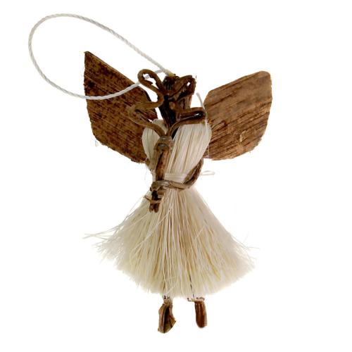 Hanging angel, cream with cross