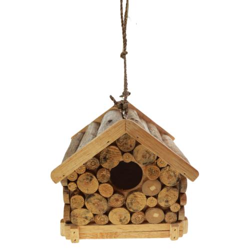 Birdhouse hanging with cut off branch twigs & driftwood 16.5x16x17