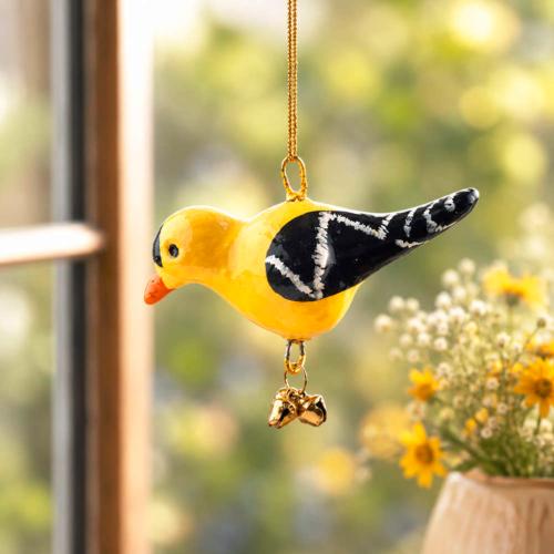 Hanging Bird Decoration Golden Oriole, Recycled Plastic