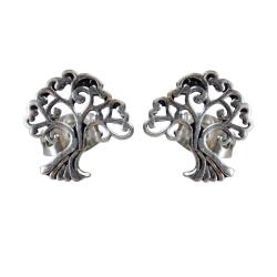 Ear studs, silver colour, Tree of Life