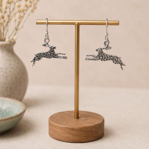 Earrings, Silver coloured Hare 1 (L) x 3 (W) cm