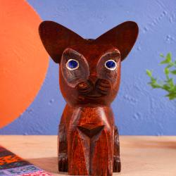 Glasses / Spectacle Stand Mango Wood Cat