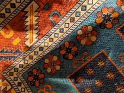 Rug indoor or outdoor, recycled plastic 60 x 100cm blue border