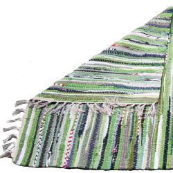 Rag rug, recycled material, green 80x120cm