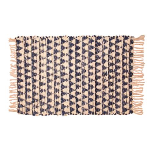 Chindi rag rug recycled cotton handmade blue 60x90cm